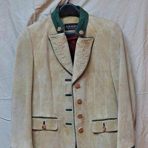 Soft Suede Sand color jacket with  green trim